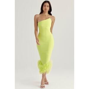 House of CB Alessia Lime Midi Dress Women Size XS